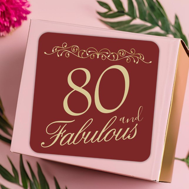 Sticker Carré Elégant 80 et fabuleux ornement 80e anniversaire (Créateur téléchargé)