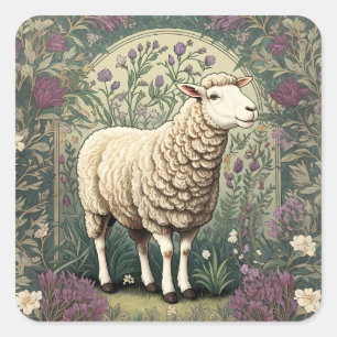 Sticker Carré Élégant Arrière - plan floral de la lavande de mou