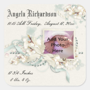 Sticker Carré Elegant Baby Boy ou Girl Scrapbook cadre photo