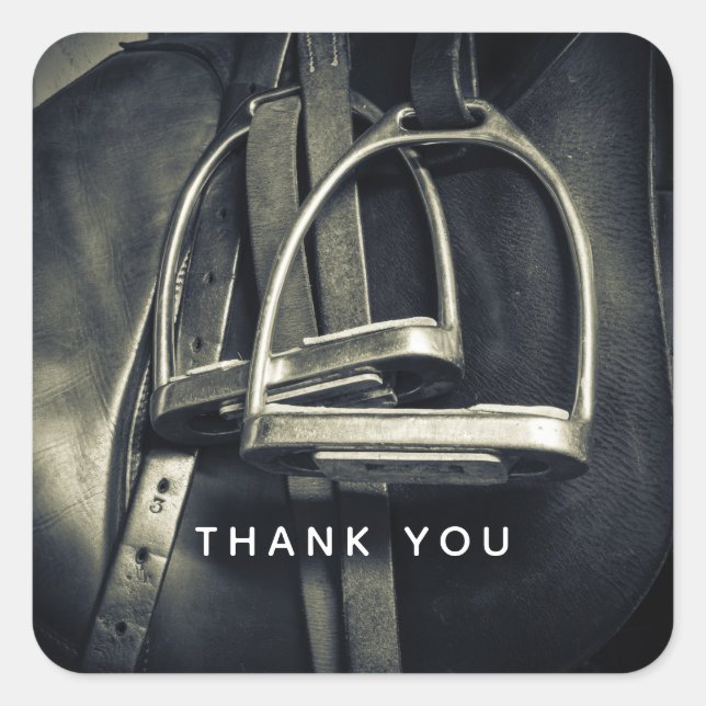 Sticker Carré Élégant bâton d'argent sur selle d'équitation angl (Devant)