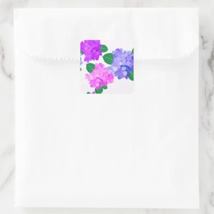 Sticker Carré Elégant Bouquet Hydrangea Rose Purple Fleurs