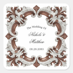 Sticker Carré Élégant cadre Mariage baroque