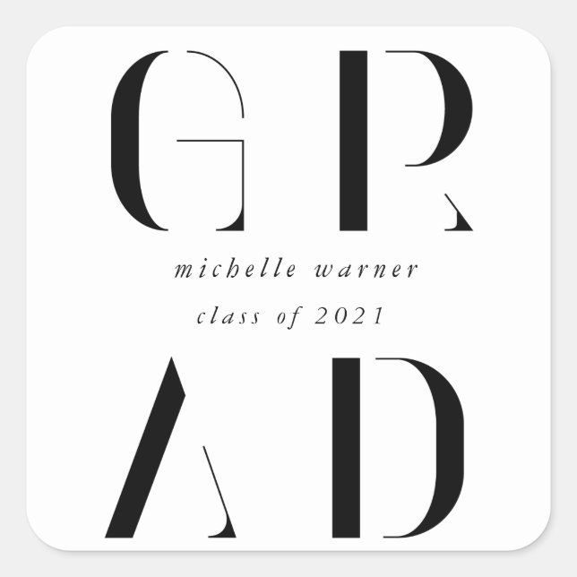 Sticker Carré élégant carré de graduation de script moderne auto (Devant)