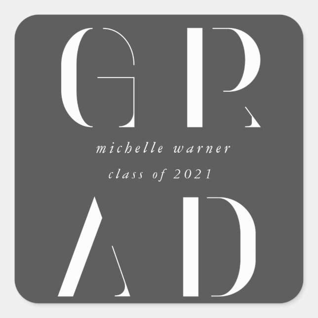 Sticker Carré élégant carré de graduation de script moderne auto (Devant)