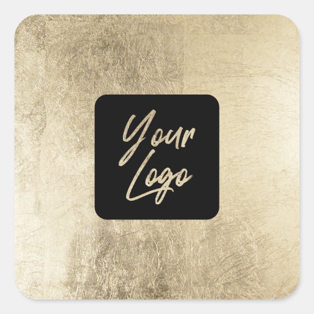 Sticker Carré Élégant chic feuille or moderne carré ajouter votr (Devant)