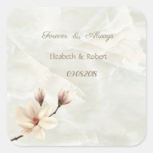 Sticker Carré Elégant Chic Magnolia, Mariage en marbre