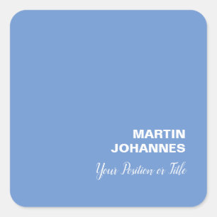 Sticker Carré Élégant Chic Simple Élégant Bleu Minimaliste