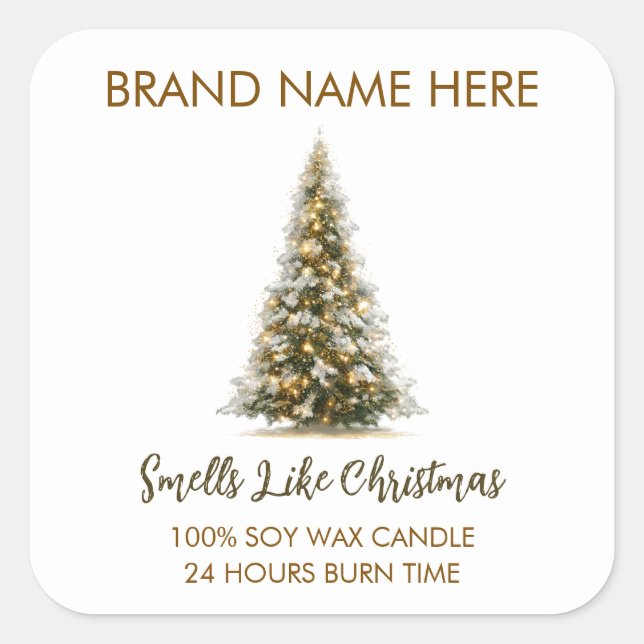 Sticker Carré Elegant Christmas Tree Candle Labels (Devant)