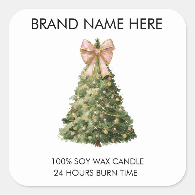 Sticker Carré Elegant Christmas Tree | Candle Labels (Devant)