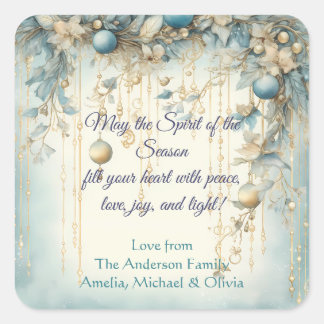 Sticker Carré Elegant Christmas Watercolor Botanical