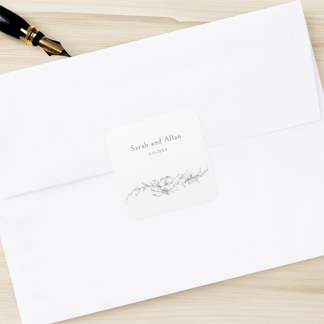 Sticker Carré Élégant classique Rococo Floral (Créateur téléchargé)