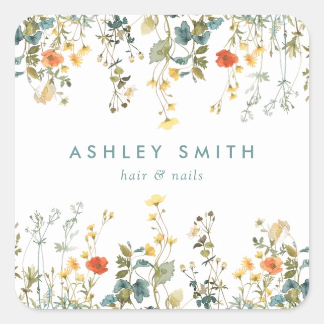 Sticker Carré Élégant domaine Fleur sauvage (Devant)