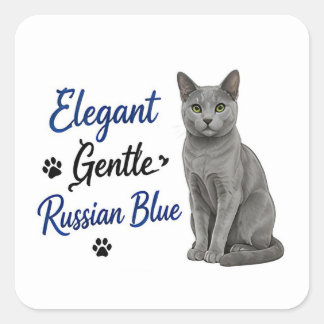 Sticker Carré 🐾 Élégant Douce Amoureux de Chat Bleu Russe 🐾