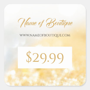 Sticker Carré Élégant FAUX Gold et Silver Bokeh Prix Tags
