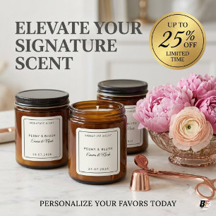 Sticker Carré Élégant Faveur de Mariage Parfumée Minimaliste