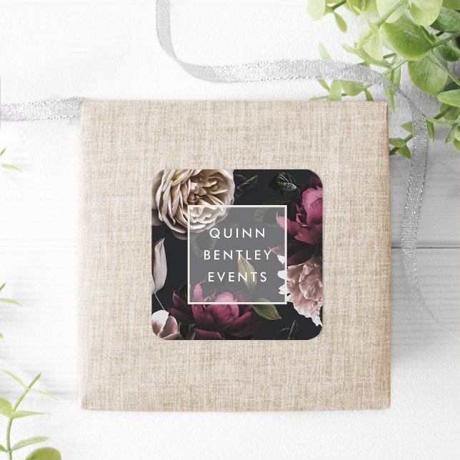 Sticker Carré Élégant floral foncé Personnalisé (Créateur téléchargé)