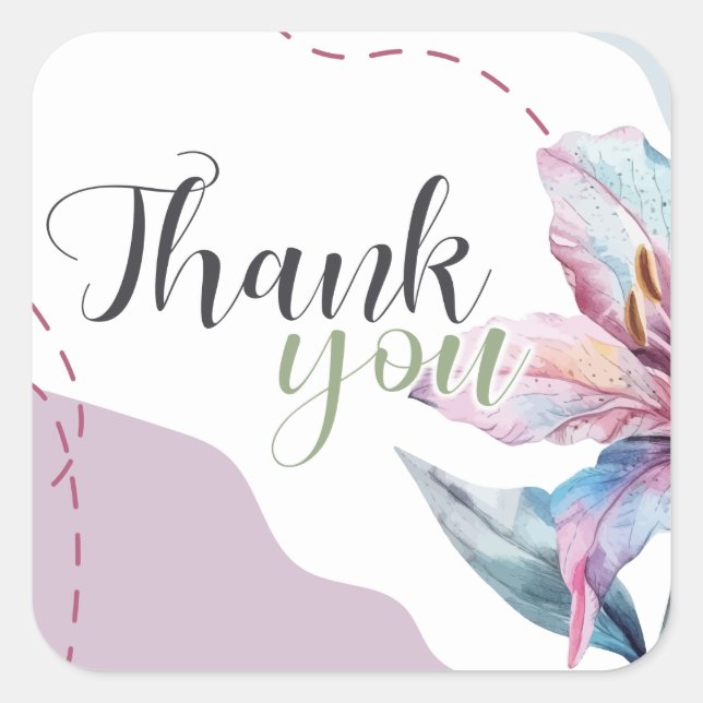 Sticker Carré Elegant flower material (Devant)