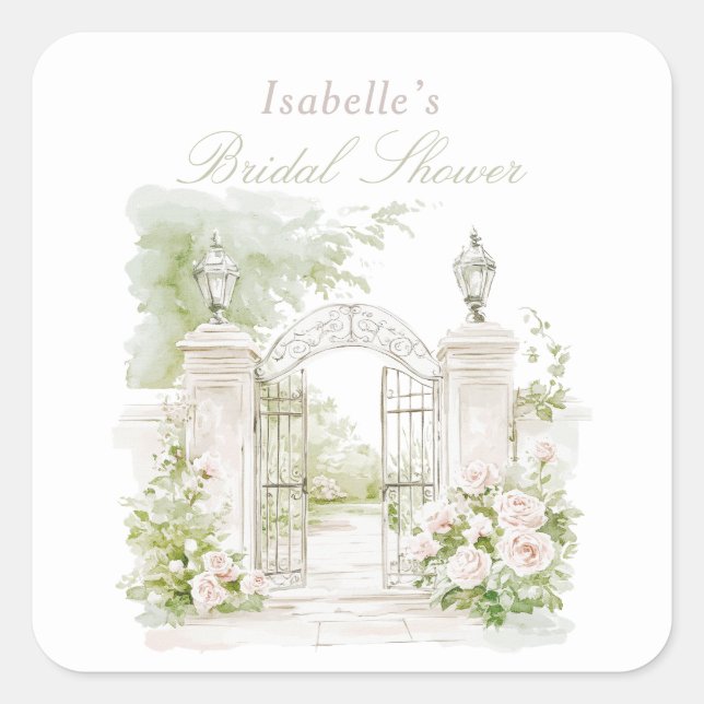 Sticker Carré Elegant French Chateau Pastel Bridal Garden  (Devant)