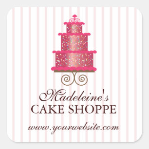 Sticker Carré Élégant gâteau Cuisine personnalisée Boulangerie d