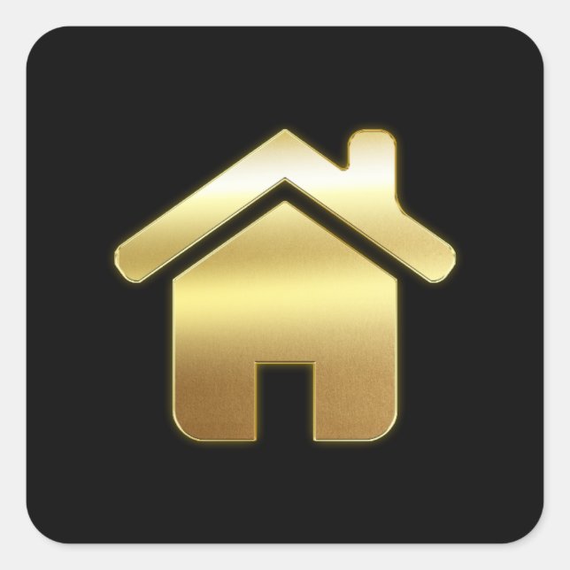 Sticker Carré Elegant Gold House Symbole Real Estate Design (Devant)