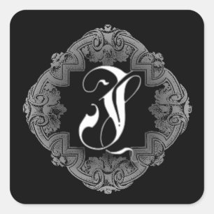 Sticker Carré Élégant Goth Initial J