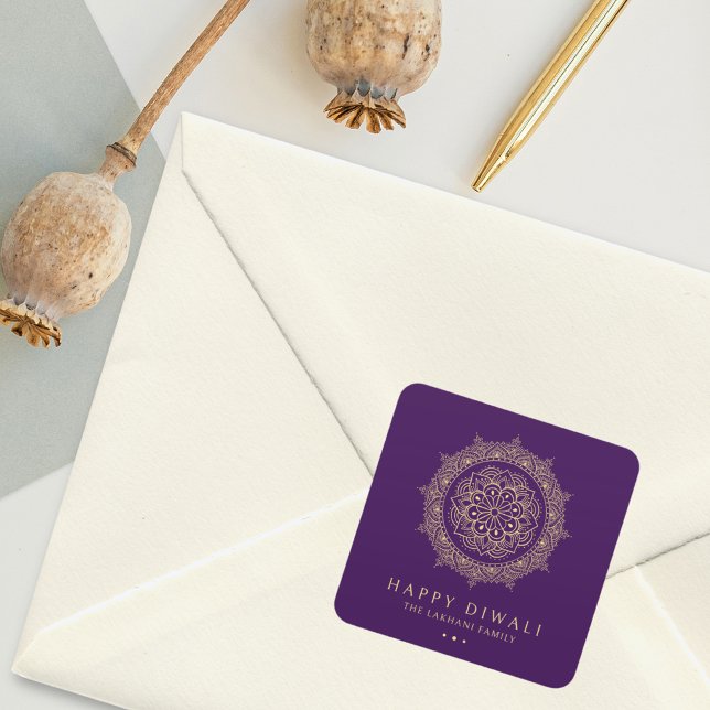 Sticker Carré Elegant Happy Diwali (Créateur téléchargé)