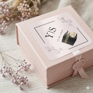 Sticker Carré Élégant Kaaba islamique Hajj Omra floral carré ros