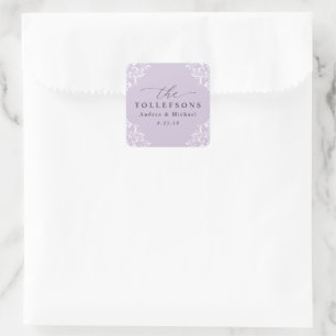 Sticker Carré Élégant Lavande violet Mariage classique