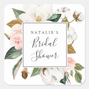 Sticker Carré Elégant Magnolia Fête des mariées Enveloppe Phoque