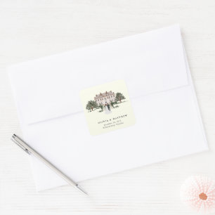 Sticker Carré Elégant Manoir De Pays   Mariage campagnard de ran