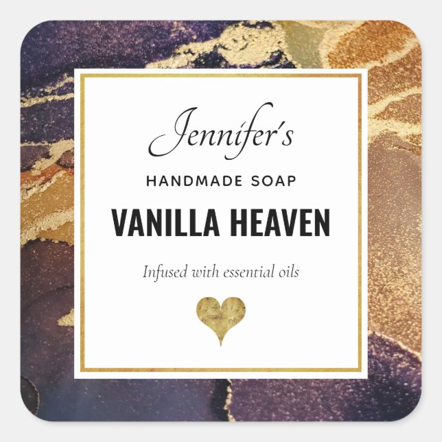 Sticker Carré Élégant Marbre d'or Produit artistique (Devant)