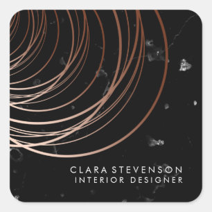 Sticker Carré Élégant marbre géométrique en or faux rose minimal