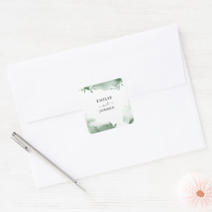 Sticker Carré Élégant mariage aquarelle de verdure d'eucalyptus