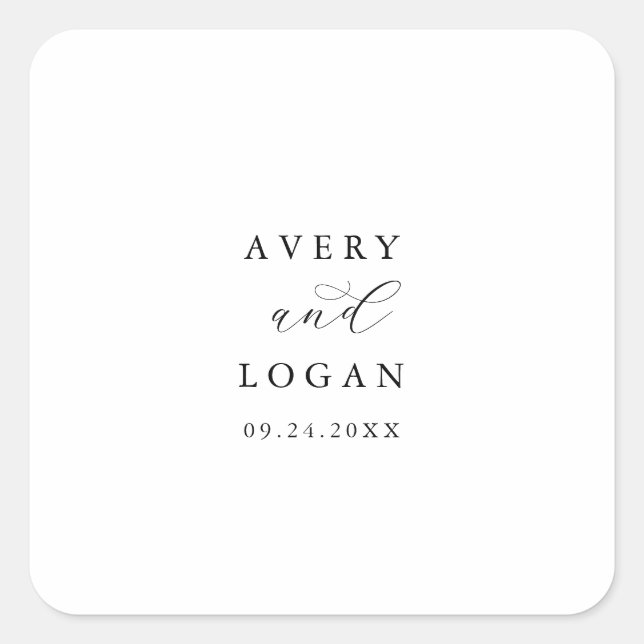 Sticker Carré Elégant Mariage de script sceaux d'enveloppe (Devant)