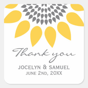 Sticker Carré Elégant mariage de tournesol Favoriser