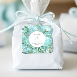 Sticker Carré Elégant Mariage en cristal de verre de mer