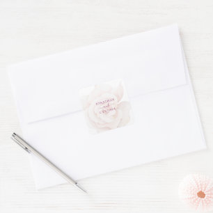 Sticker Carré Élégant mariage floral aquarelle rose rose blush