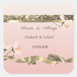 Sticker Carré Élégant Mariage floral élégant