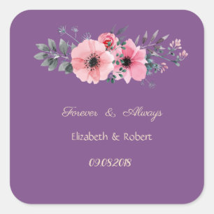 Sticker Carré Élégant Mariage floral romantique