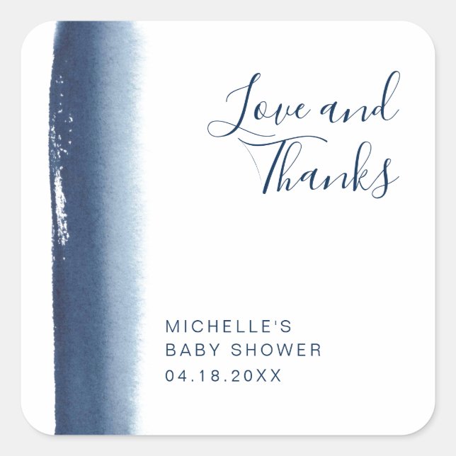 Sticker Carré Elégant Marine Blue Boy Baby shower moderne (Devant)