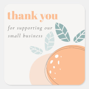 Sticker Carré Élégant mignon orange gras Merci de fruits