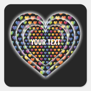 Sticker Carré Élégant minimaliste Coeurs arc-en-ciel