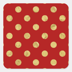 Sticker Carré Elégant Motif à points Polka Gold Foil - Gold & 