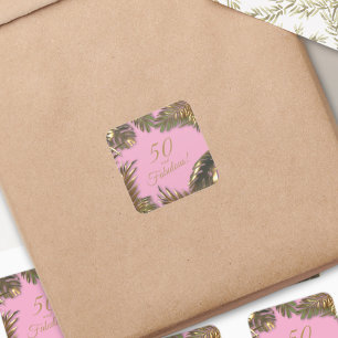 Sticker Carré Elegant Or Rose 50 Ans Fabulux Anniversaire
