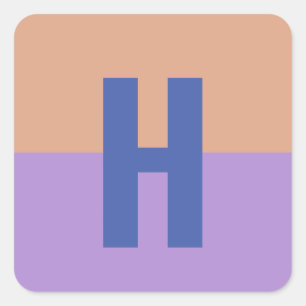 Sticker Carré Élégant Pastel Colorblock Monogramme Lettre initia