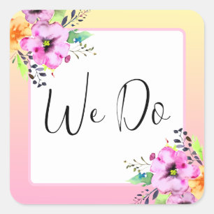 Sticker Carré Elégant Petunias Floral Jaune et Rose Nous faisons