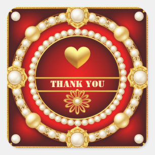 Sticker Carré 💛 Élégant Remerciements de Mariage en Or Rouge 👑