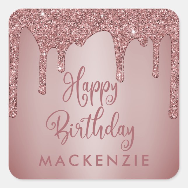 Sticker Carré Elégant Rose Gold Sparkle Parties scintillant Driv (Devant)