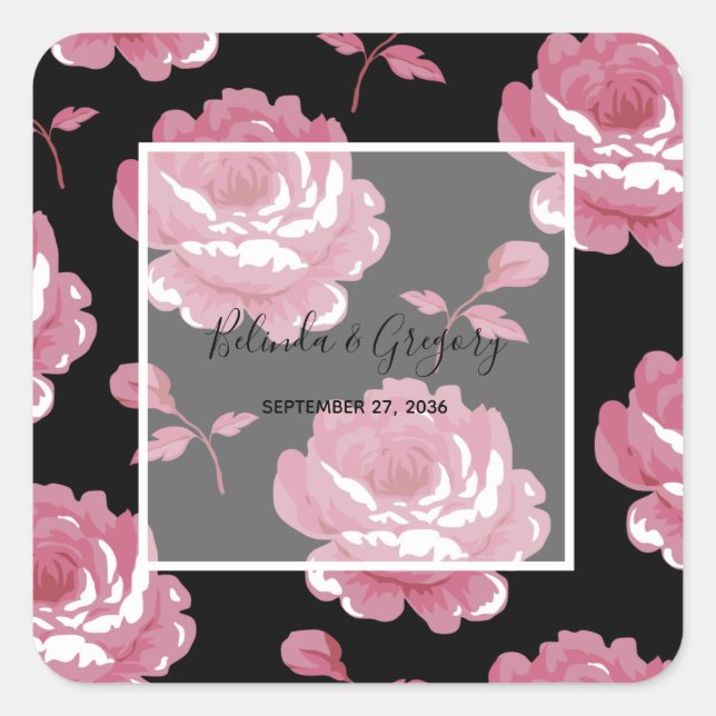 Sticker Carré Élégant Rose Vintage rose (Devant)