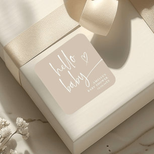 Sticker Carré Élégant Script moderne minimaliste Hello Baby